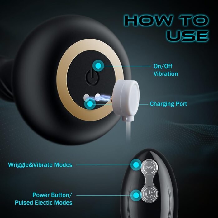 Electric Shock Anal Butt Plug, Estim Anal Vibrators Male Sex Toy with 3 Electric Shock & 10 Wriggling Rotating Vibrating Modes, Remote Control Prostate Massager Anal Plug Toys for Men Gay Women - Image 7