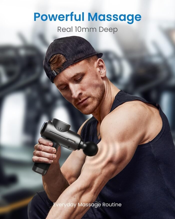 RENPHO Massage Gun Deep Tissue, Fathers Day Dad Gifts, FSA HSA Eligible Portable Percussion Massager for Back and Neck, Handheld Device with Carry Case, Active - Image 3