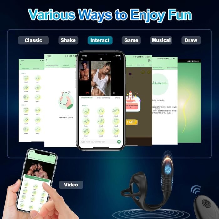 Vibrating Cock Rings with Anal Vibrator - Sex Toys for Men Penis Ring with Anal Plug Vibrator Male Prostate Massager, 9 Thrusting & Vibrating Modes, APP Remote Control Vibrator Adult Sex Toys & Game… - Image 4