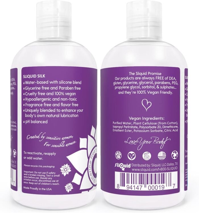 Sliquid Silk Intimate Lubricant - Silicone & Water-Based Lube Blend for Women/Men/Couples, Hypoallergenic Lube, Hybrid Silicone Lube & Water-Based Lubricant, Waterproof, Unscented, 8.5 Fl Oz - Image 2