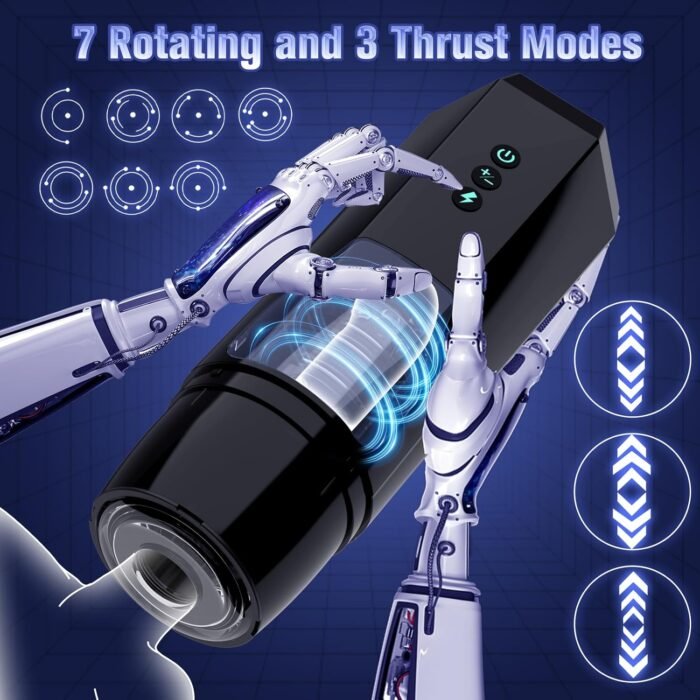 Adult Sex Toys Male Masturbator, Automatic Male Sex Toys for Men with 7 Vibrator & 3 Thrusting Modes, Male Masturbator with 3D Large Particle Inner, Adult Toys for Men (Black) - Image 2