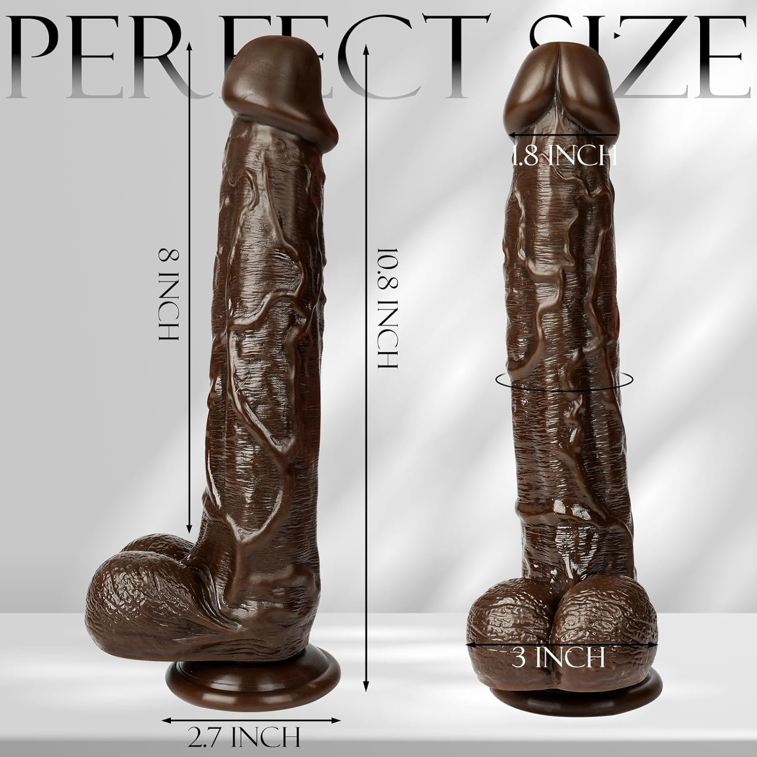 10.8 inch Realistic Dildo Adult Sex Toy,Silicone Dildo Huge Penis with Powerful Suction Cup for G-spot Vagina Anal Sitimulation,Big Black Cock Thick Anal Dildos Sex Toys for Women - Image 7