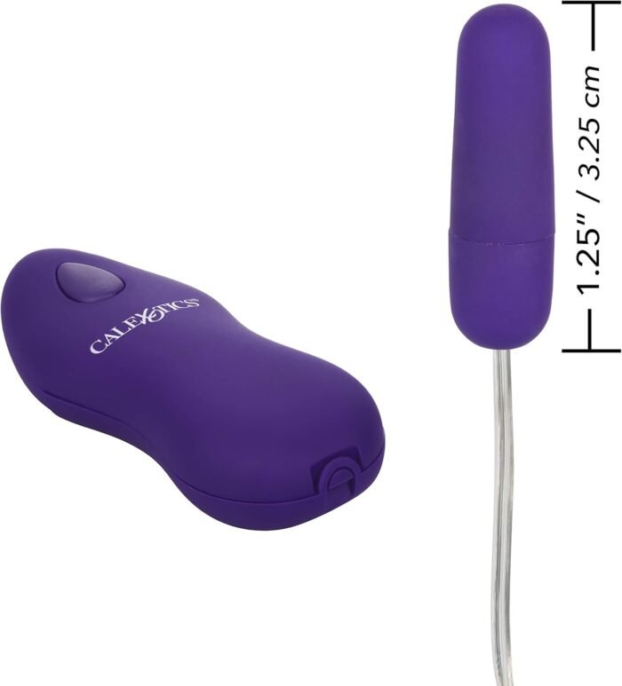 CalExotics Whisper Micro Bullet – Self Heating Wired Pocket Bullet Vibrator - Remote Control Sex Toys for Couples - Adult Egg Massager - 1.25 Inch - Purple - Image 4