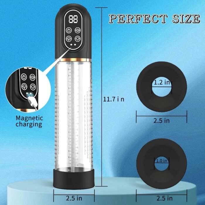 Penis Pump Penis Enlarger Extender with Lube,3 in 1 Men's Vibrator,Electric Penis Vacuum Pump with 12 Smart Training Modes,Penis Sleeve Male Masturbator Sex Toys for Men Bigger Stronger (Blue) - Image 6