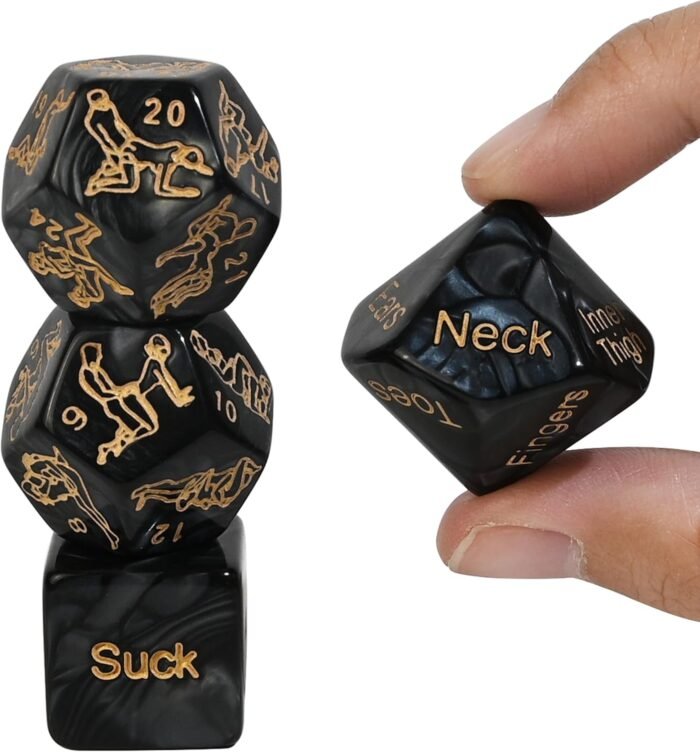 Positions Sex Dice Game for Couples Kinky Toys for Date Night Adult with Actions Body Parts, Naughty Sexy Fun Intimate Dice Set for Gift Ideas Travel Romantic Nights,Adults Love Foreplay, Black
