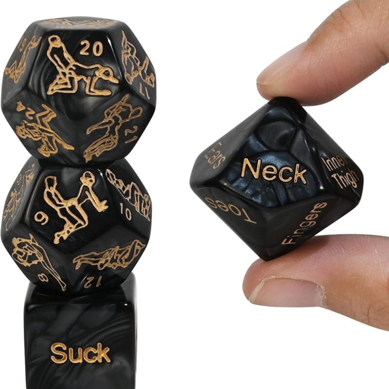 Positions Sex Dice Game for Couples Kinky Toys for Date Night Adult with Actions Body Parts, Naughty Sexy Fun Intimate Dice Set for Gift Ideas Travel Romantic Nights,Adults Love Foreplay, Black