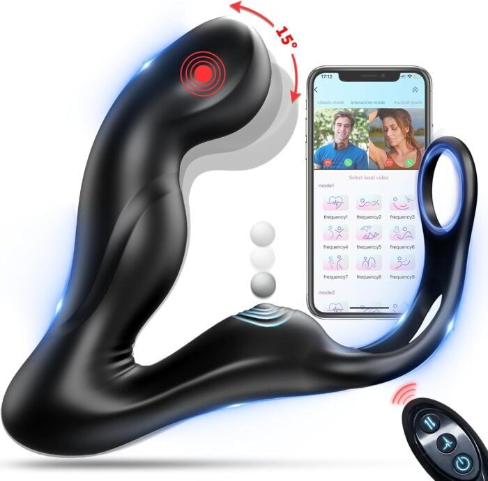 Anal Male Adult Sex Toys - Wiggling Prostate Massager Tapping Taint Stimulator with Cock Ring, Vibrating APP Remote Control Anal Butt Plug Penis Ring Vibrator Sex Toy for Men Couples, HNNPY Anal Dildo