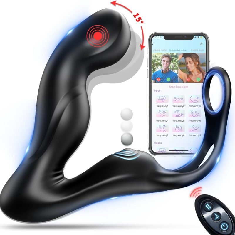 Anal Male Adult Sex Toys - Wiggling Prostate Massager Tapping Taint Stimulator with Cock Ring, Vibrating APP Remote Control Anal Butt Plug Penis Ring Vibrator Sex Toy for Men Couples, HNNPY Anal Dildo