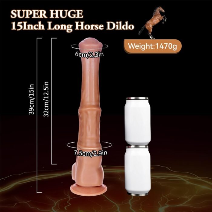 Horse Dildo,Realistic Super Long 15 inch Huge Thick Thrusting Dildos Anal Sex Toy with Suction Cup Adult Toy for Men Gay Anal Play Sex Pleasure(Brown) - Image 2