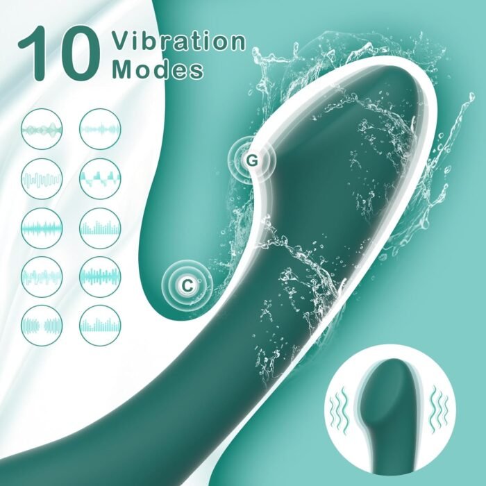 G Spot Vibrator Sex Toys - Ergonomics Curved Clitoral G Spot Anal Stimulator Dildo, Adult Toys with 10 Powerful Vibrating Modes, Soft Silicone Adult Sex Toy for Women Couple (Green) - Image 2