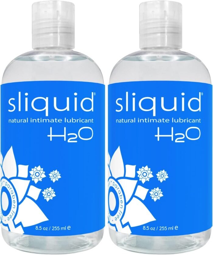 Sliquid H2O Water-Based Lube - Clear, Long-Lasting Gel, Natural Lube for Women/Men/Couples, Unscented, 8.5 Fl Oz (2 Pack)