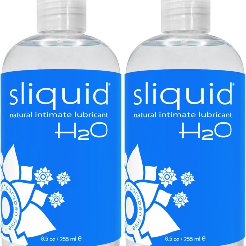 Sliquid H2O Water-Based Lube - Clear, Long-Lasting Gel, Natural Lube for Women/Men/Couples, Unscented, 8.5 Fl Oz (2 Pack)