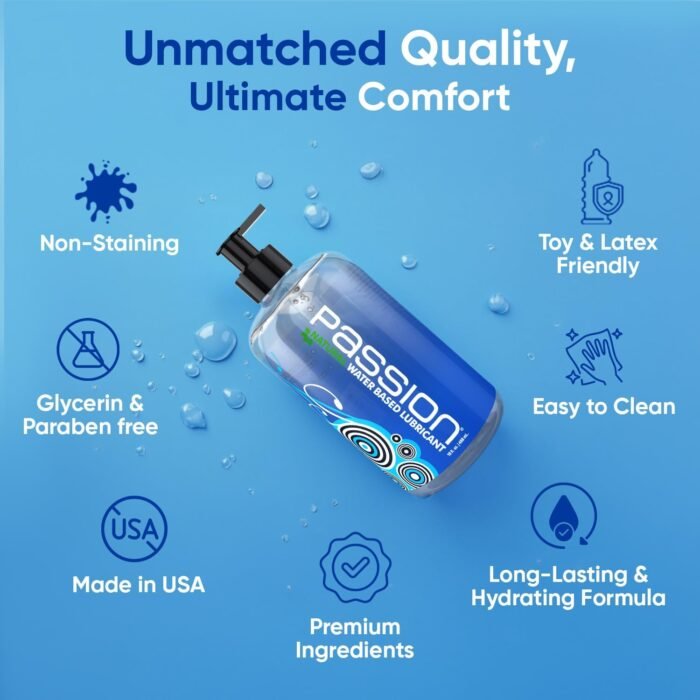 Passion Natural Water-Based Personal Lubricant, 16 Fl Oz - Premium, Non-Sticky, Easy-to-Clean Formula for Smooth, Comfortable Use - Image 5