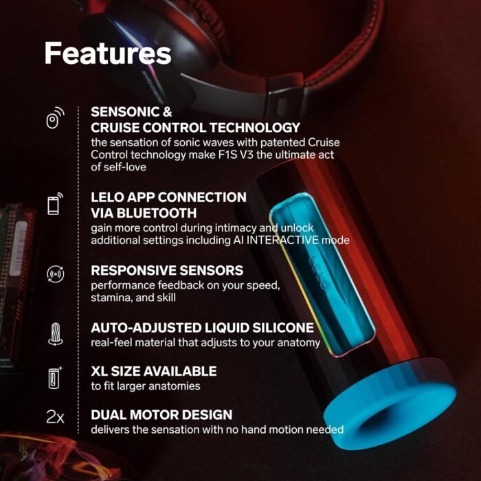 LELO F1S V3 Pleasure Console with App, Adult Sex Toys for Men, Automatic Male Sex Toy with 8 Settings and an AI, Male Masturbator, Penis Vibrator, Red - Image 4