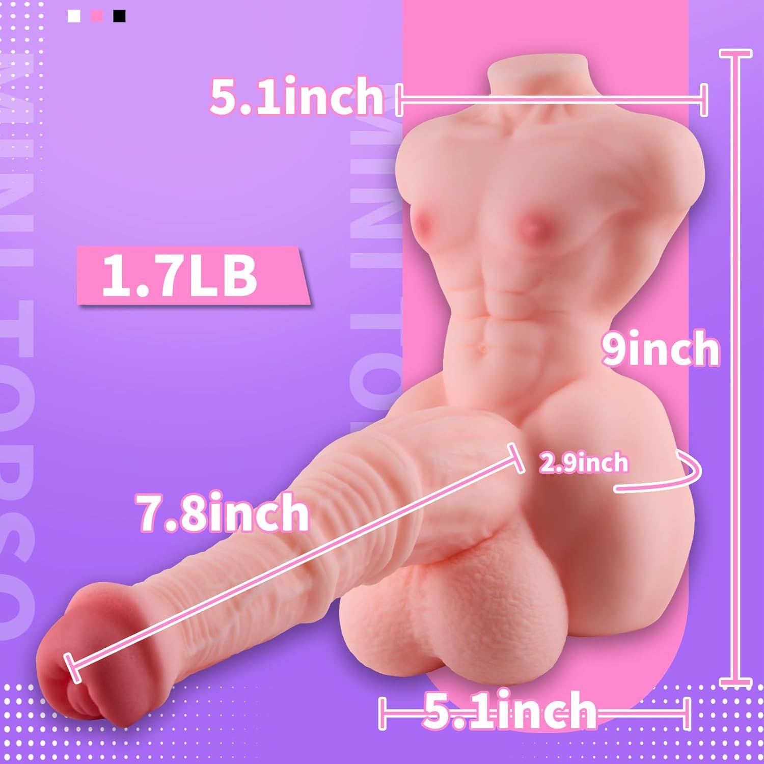 1.7lb Mini Sex Doll for Men Pocket Pussy Masturbator Toy, Gay Fleshlight Sex Toy Stroker 3D Realistic Lifelike Mini Dildo Anal masturbators, Male Sex Toys Masturbation and Orgasm (Pink) - Image 2