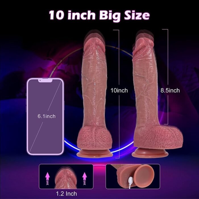 10 Inch Realistic Big Dildo Sex Toys, Large Lifelike Vibrating Dildos with Heating & 9 Vibrations 3 Thrusts for Anal G Spot Stimulation, Strap on G Spot Penis for Advanced Women Men Couple Sexual - Image 5