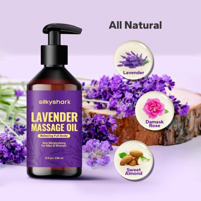 Lavender Massage Oil (8 Fl Oz), Aromatherapy Massage Oil, Lavender Bliss Massage Oil, Natural Relaxation for Mind and Body - Image 2