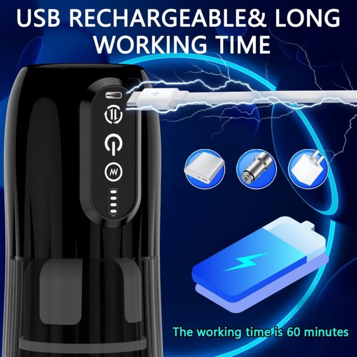 Automatic Male Masturbator Penis Pump - Sex Toys for Men Upgrade with 10 Rotating Thrusting & 10 Vibration Modes, Visual Window & Hands Free Suction Base, Mens Sex Toys Pumps & Enlargers (Black) - Image 7
