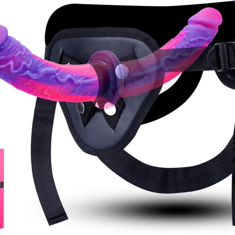 Strap on Silicone Double Sided Suction Dildo for Women, Adjustable Wearable Realistic Fantasy Double Ended Dildo (7" * 2), Strapless Harness Pegging Small Dildos Anal Sex Toy for Beginners Lesbian