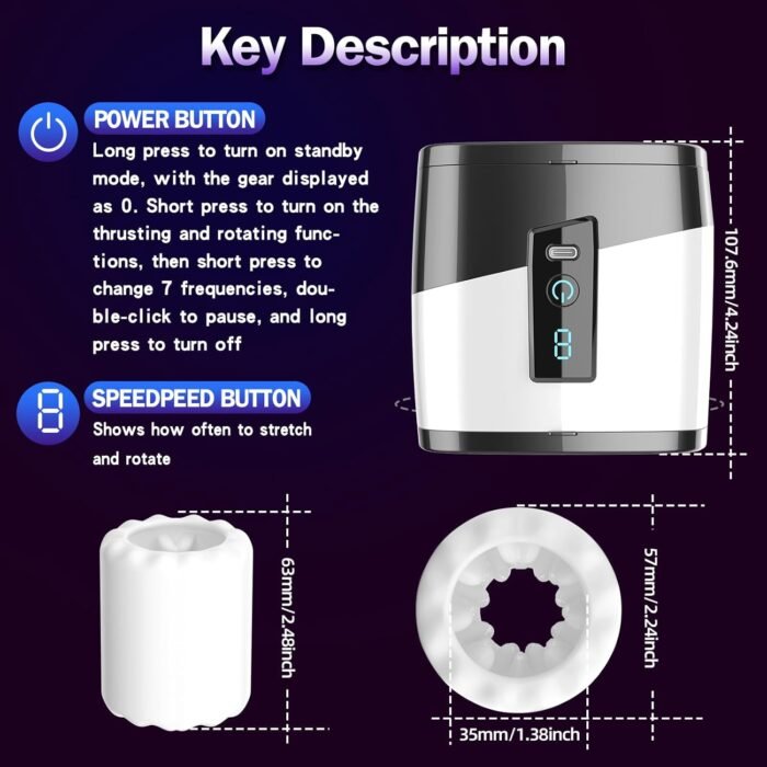 Sex Toys for Men Male Masturbators - Open-Ended Male Sex Toys Pocket Pussy Stroker with 7 Thrusting & Rotating Modes for Penis Stimulation, Blowjob Sex Machine Adult Sex Toys with 3D Realistic Vagina - Image 5