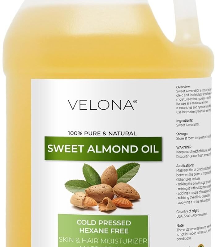 velona Sweet Almond Oil - 64 Fl Oz | 100% Pure and Natural Carrier Oil |Cold Pressed | Skin, Hair, Body & Face Moisturizing | Use Today - Enjoy Results…
