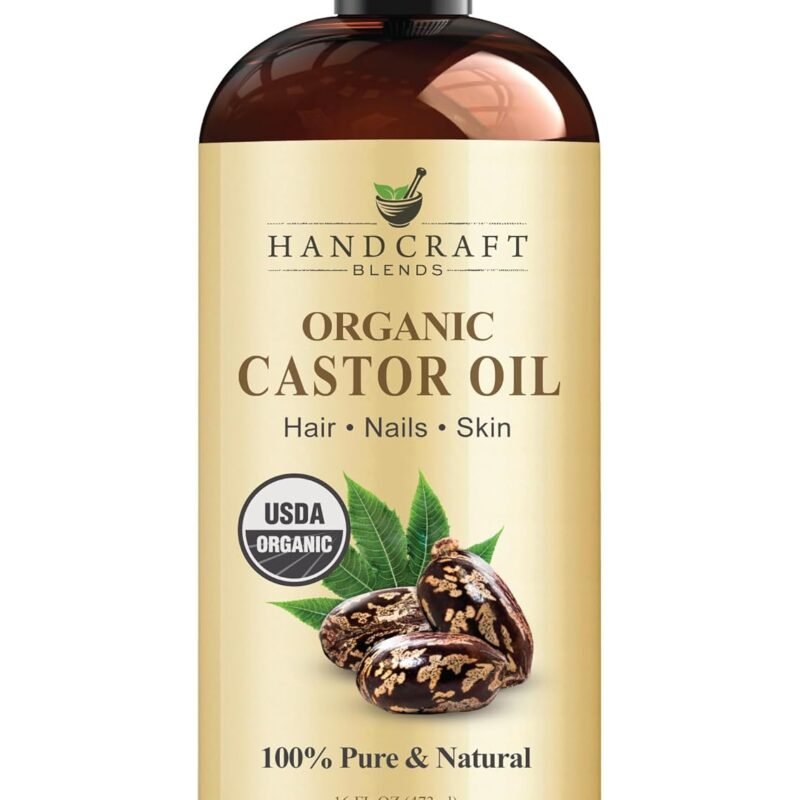 Handcraft Blends Organic Castor Oil - 16 Fl Oz - 100% Pure and Natural - Premium Grade Carrier Oil for Hair Growth, Eyelashes and Eyebrows - Hair and Body - Expeller-Pressed & Hexane-Free