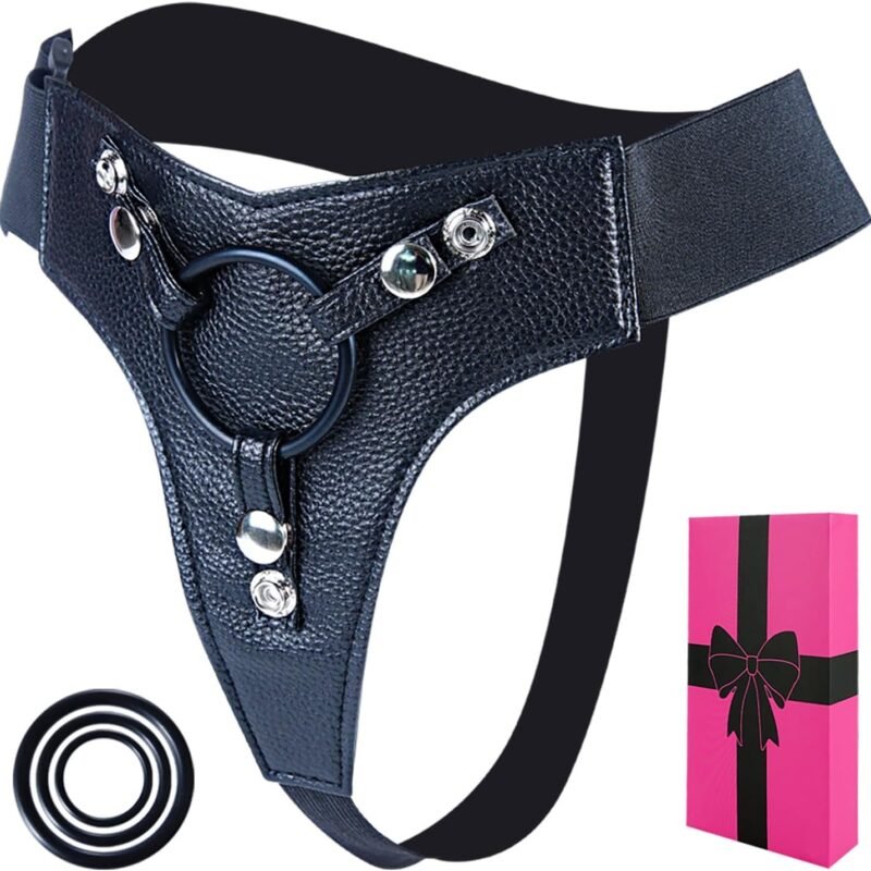 Lesbian Strap On Dildo Harness Sex Toys for Women Lesbian, Adjustable Strapless Bondage Strapon Small Dildo Anal Pegging with 3 Size O-Rings, Wearable Black Strap-on Large Dick Adult Toy for Couples