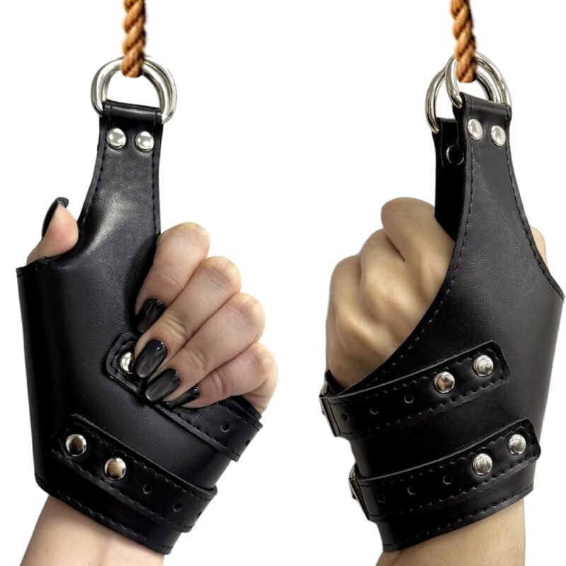 ONINATEC Door Hanging Handcuffs Swing PU Leather Bondage Cuffs for Sex Games, Adjustable Fetish Wrist Cuffs for BDSM Restraints, Women, Men, Couples Bondage Toys Sex Handcuffs, Black