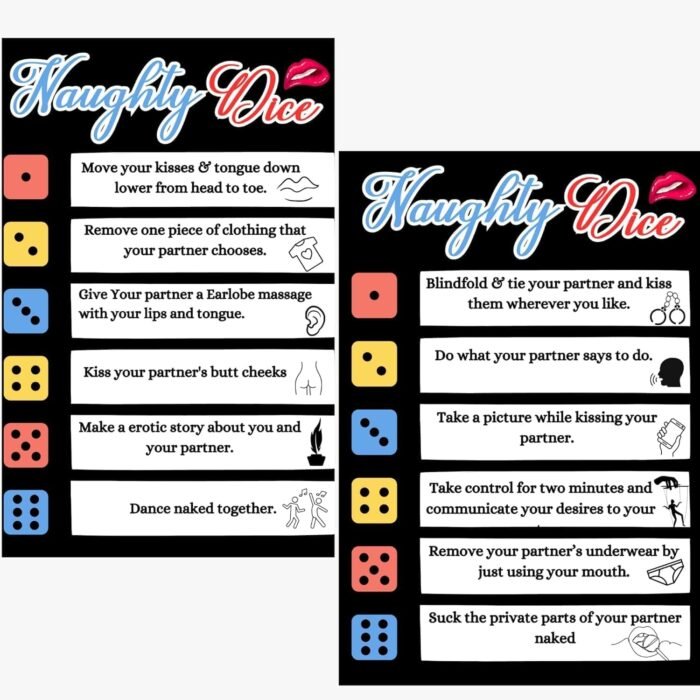 Set of 5 Sex Dice Card Game for Couples - Fun and Naughty Date Night Ideas, Exciting Activities and Games for Unisex Adult