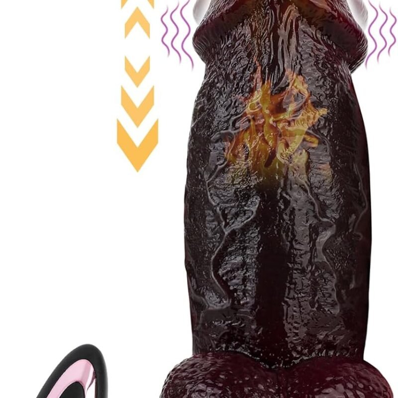 Thrusting Huge Thick Dildo Vibrator 2.5'' Diameter,Realistic Silicone Big Penis Women Sex Toys with Suction Cup,Remote Control Heated Anal G Spot Black Dildo with 3 Quick Telescopic&10 Vibration Modes