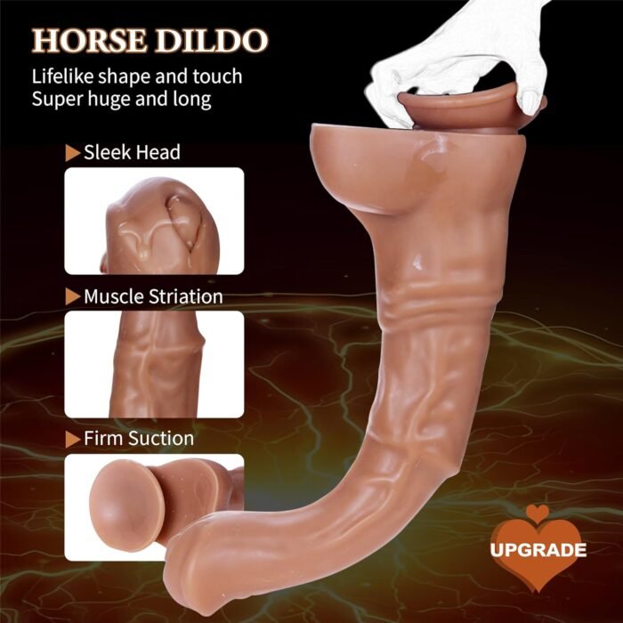 Horse Dildo,Realistic Super Long 15 inch Huge Thick Thrusting Dildos Anal Sex Toy with Suction Cup Adult Toy for Men Gay Anal Play Sex Pleasure(Brown) - Image 3