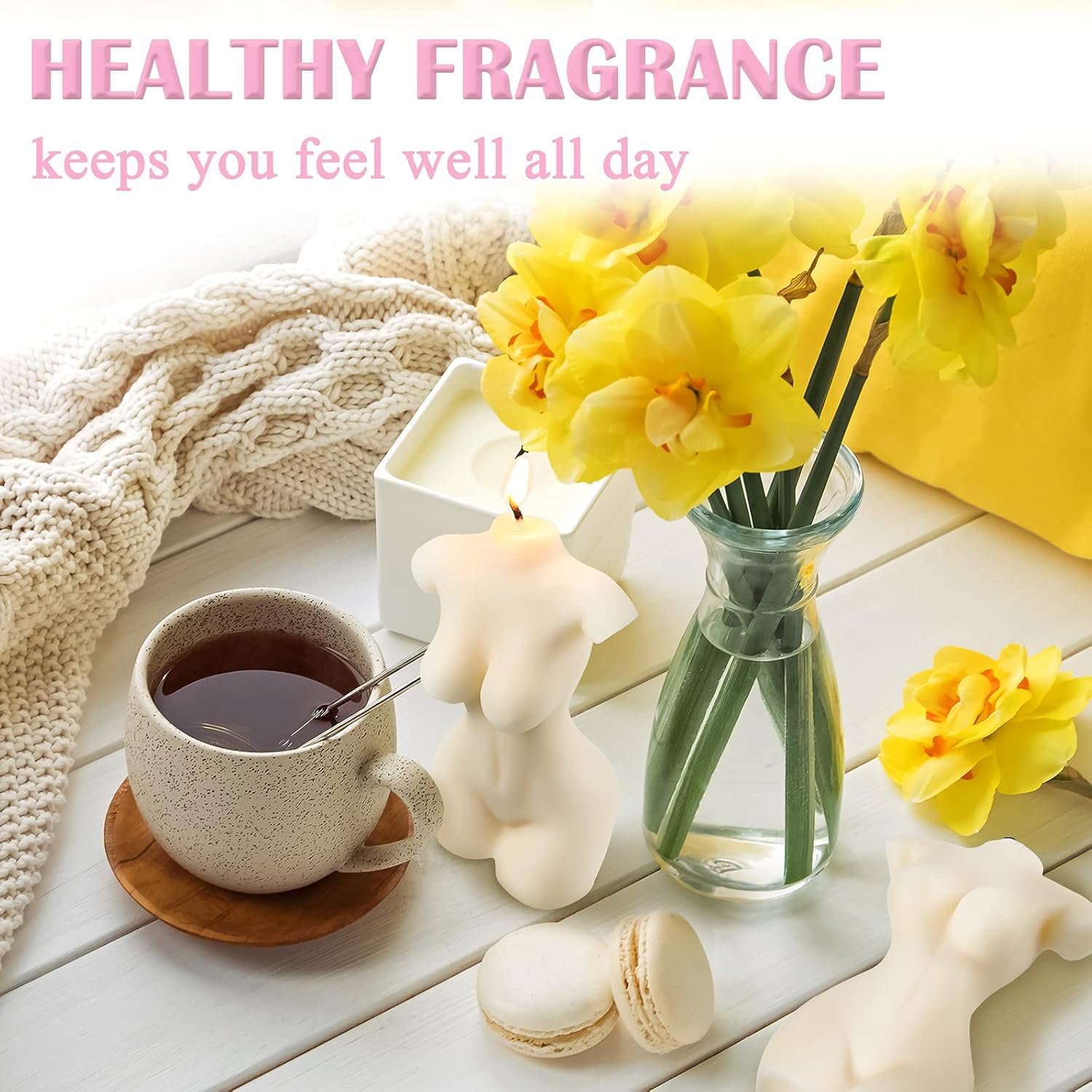 2 Pieces Female Body Shaped Soy Candle Woman Bust Candle Home Decoration for Christmas Bedroom Bathroom Aesthetic Decoration(White) - Image 4