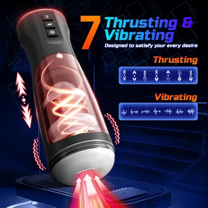 Automatic Male Masturbator Mens Sex Toy - Mastusbator Pocket Pussies with 7 Thrusting & 7 Vibrating, Heated Men Vibrator Stroker Adult Toys for Men, Masterbator Penis Pump Male Sex Toys - Image 2