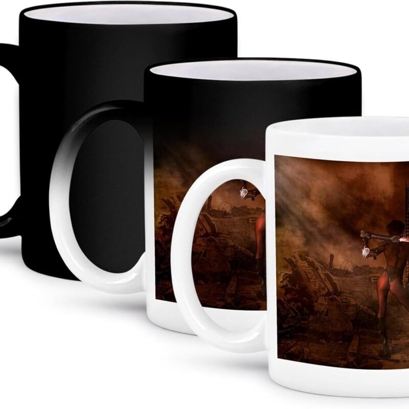 3dRose Coffee Mug, Size - 11oz - An erotic female warrior stands with her sword in front of the ruins Simone Gatterwe Desings Erotic - funny coffee cup gift