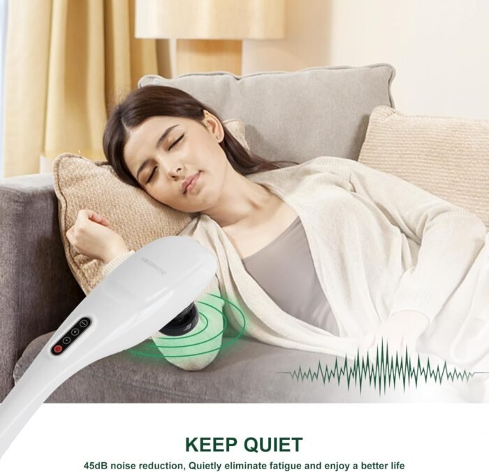 MEGAWISE Cordless Handheld Back Massager w/Rechargeable 3200mAh Battery, 5 Speed and 5 +2 Massage Nodes with Hard, Medium and 2 Soft Silicone Nodes; Massage While Moving Around (Pearl White) - Image 6