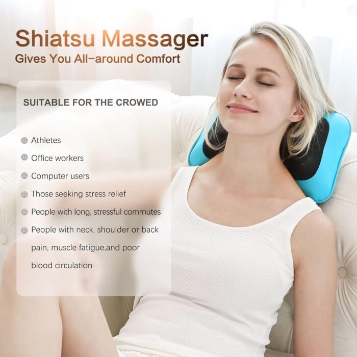 Mo Cuishle Electric Shiatsu Back Massager with Heat - Powerful 3D Kneading for Neck, Shoulder, Lower Back Pain Relief - Ergonomic Design for Home, Office, & Car - Gifts for Women, Men, Mom & Dad - Image 3