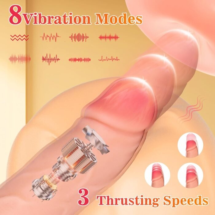 Thrusting Dildo Vibrator with Swinging Balls,9.64" Realistic Dildos Sex Machine with 8 Vibrating and 3 Thrusting Modes, Silicone Dildo Sex Toys for Women and Couple G-Spot Anal Vagina Stimulation - Image 3