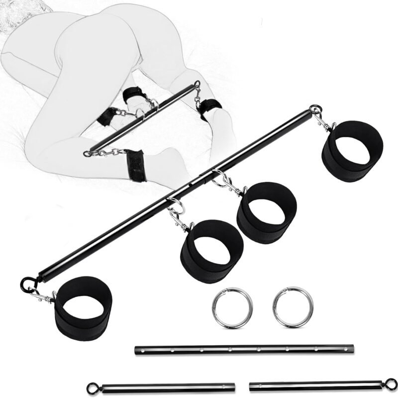 BDSM Spreader Bar Couples Sex Toys, Bondage Restraints with Adjustable Handcuffs, Adjustable BDSM Sex Bar Toys Detachable, Bondage Set Adult Sex Toy for Couple