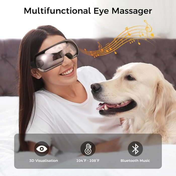 NOWWISH Smart Eye Massager with Heat & Bluetooth Music for Reduce Eye Strain, Headache and Migraine Relief, Improve Sleep - Fathers Day, Birthday Gifts for Women Men, Gifts for Mom Dad Wife - - Image 2
