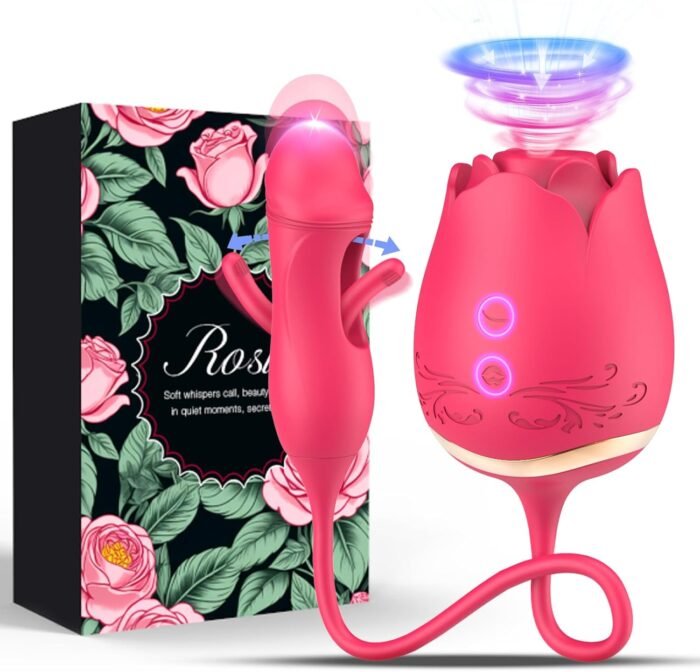 Sucking Vibrator Rose Sex Toys, G Spot Dildo Vibrator for Women with 10 Suctions 10 Flapping Modes, Rose Sex Stimulator Adult Sex Toy, Rose Clit Vibrator