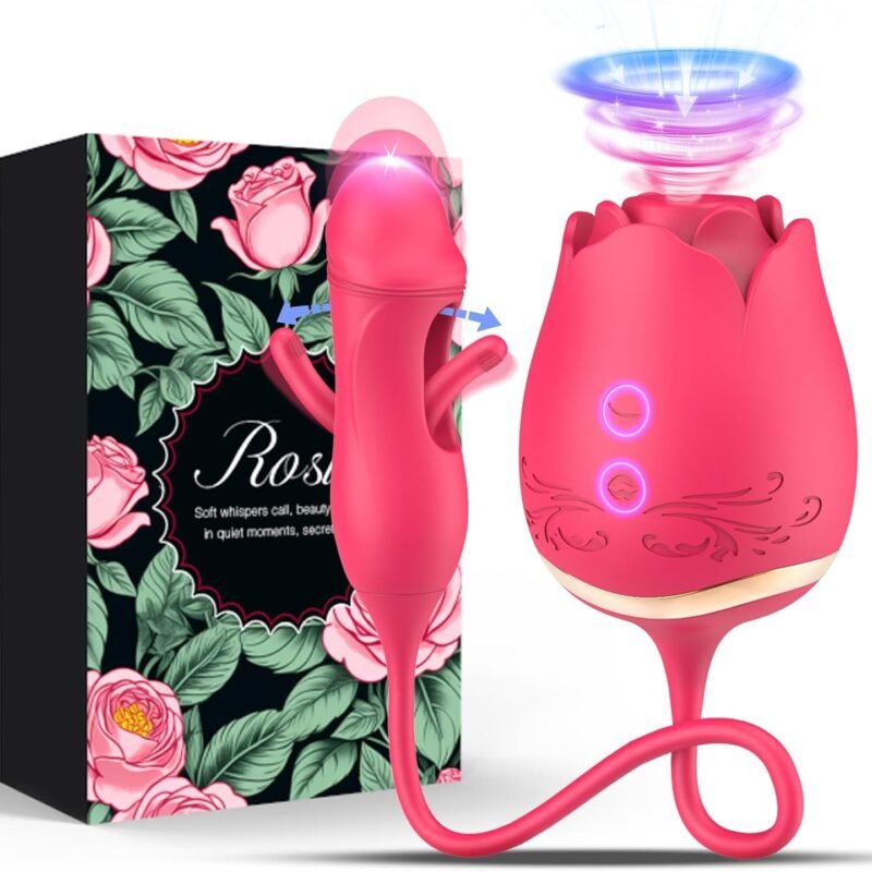 Sucking Vibrator Rose Sex Toys, G Spot Dildo Vibrator for Women with 10 Suctions 10 Flapping Modes, Rose Sex Stimulator Adult Sex Toy, Rose Clit Vibrator