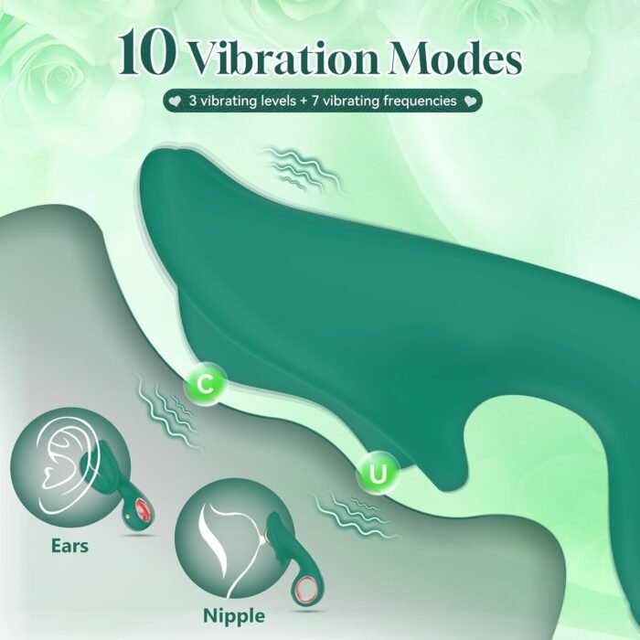 Vibrator Sex Toys with Realistic Design - Clitoral Stimulator Mini Vibrator with 10 Vibrating Modes, Quiet & Strong Adult Toys for Clitoral & Nipple, Adult Sex Toys & Games for Women（Green） - Image 2