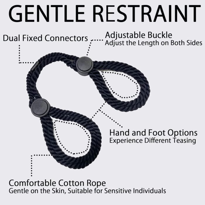 Bondage Restraint Kit Sex Ropes Straps Handcuff Bracelets Ankle Cuffs BDSM Toy Harness Collar Restraints Gear Accessories SM Bondaged Rope Cord Toys Self Couple Handcuffs for Couples Male Play Black - Image 5