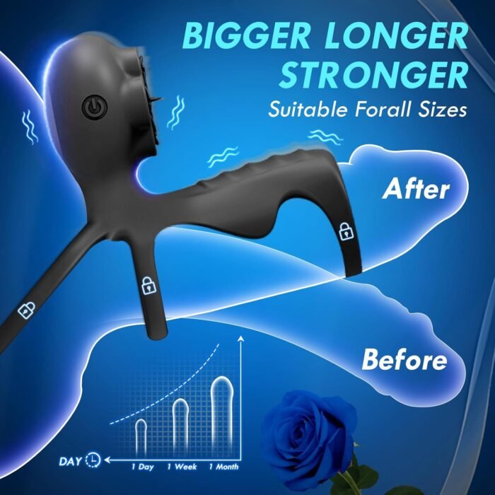 Vibrating Cock Ring Adult Sex Toys for Men, Pleasure Penis Ring with Rose Clitoral Vibrator Couples Sex Toys, 10 Tongue Licking Adult Male Sex Toy G Spot Vibrator for Men Female Couple - Image 3
