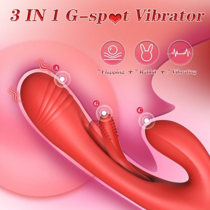 APP Control Vibrator Sex Toy for Women-G Spot Vibrator Flapping Rabbit Vibrator Dildo for Woman Couple Nipple Anal Stimulation, Silicone Vibrator with 7 Licking 7 Vibrating Modes (Red) - Image 2