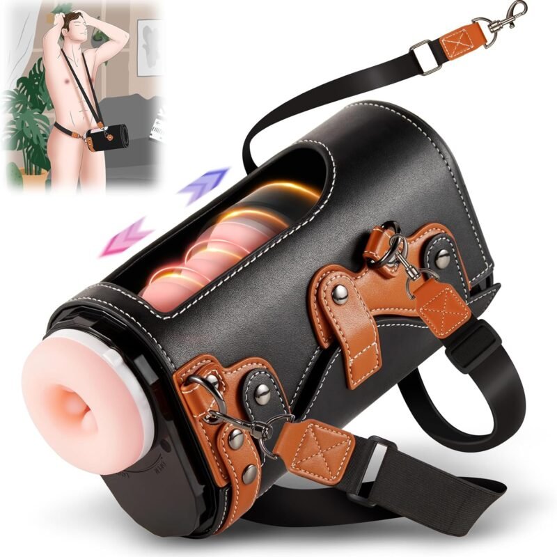 Automatic Male Masturbators Cup - Hands Free Visible Masturbator Cup Blowjob Machine with 10 Thrusting & 2 Realistic Sleeves & Wearable Strap Adult Sex Toys for Men Pleasure | 50db Quiet