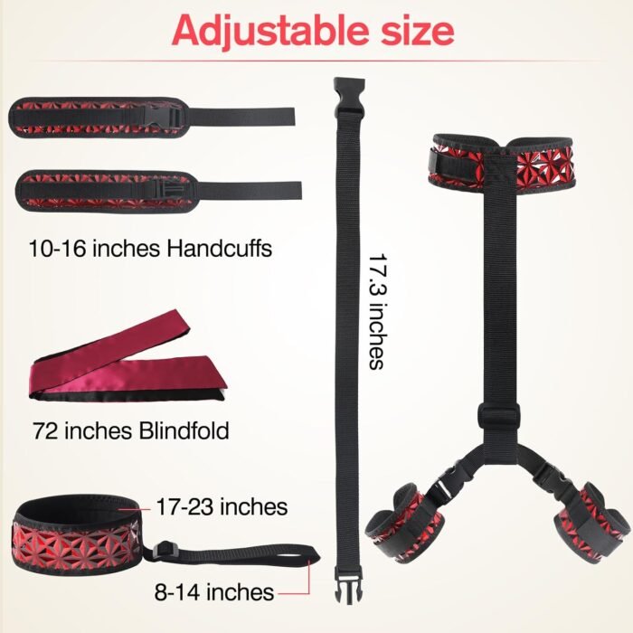 BDSM Sex Bondage Neck to Wrist Restraints Kit, Sex Toys for Couple Adjustable Behind Back Handcuffs with Blindfold Bondage Restraints Set, Bed SM Adult Sex Game Play, Sex Toys for Women Man Beginner - Image 5