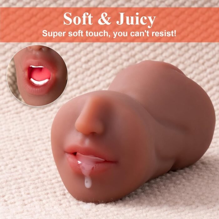 TANTALY 1.45LB 3 in 1 Male Masturbator, Pocket Pussy Sex Toys for Men with Sexy Mouth, Realistic Vagina and Tight Anus, Adult Sex Doll for Male Grace Wheat - Image 4