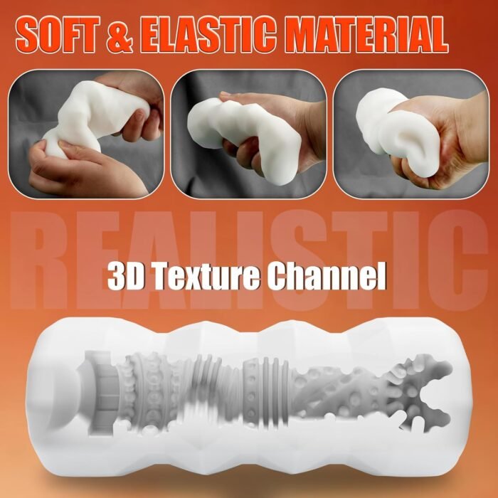 Male Masturbator Sex Toys with Heating Base - Pocket Pussy Stroker TPE Male Masturbation Sleeve with 3D Textured, Penis Training Blowjob Sex Toy for Men with Storage Box (Heating Option-White) - Image 5