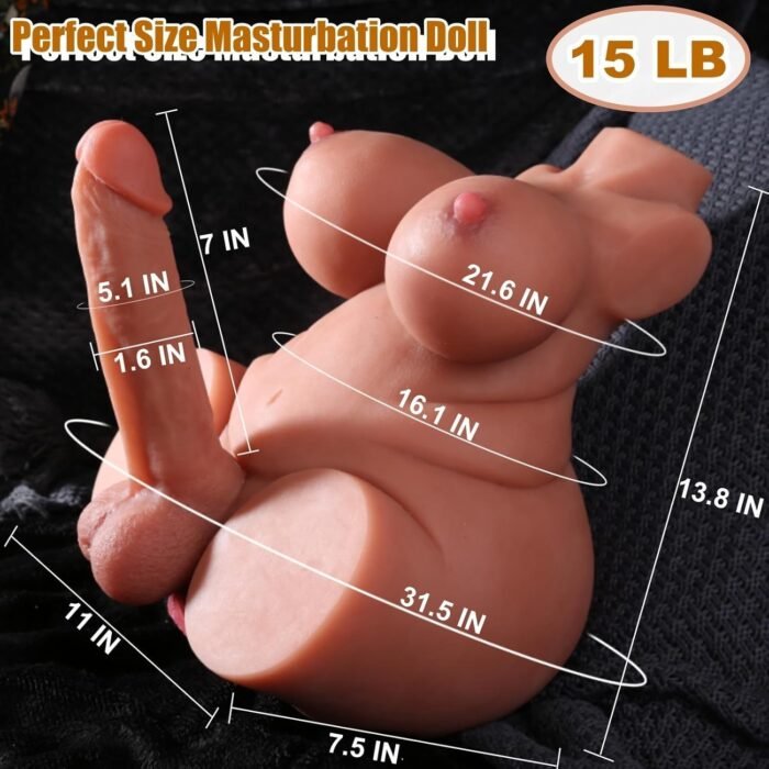 15LB Shemale Sex Doll with Realistic Dildo, Male Masturbation Toy with Big Boobs Vagina Anal for Men, Trans Sex Doll Torso FUTA Sex Toy with Breast Penis Pussy for Couple Women Gay Lesbian (Large) - Image 6
